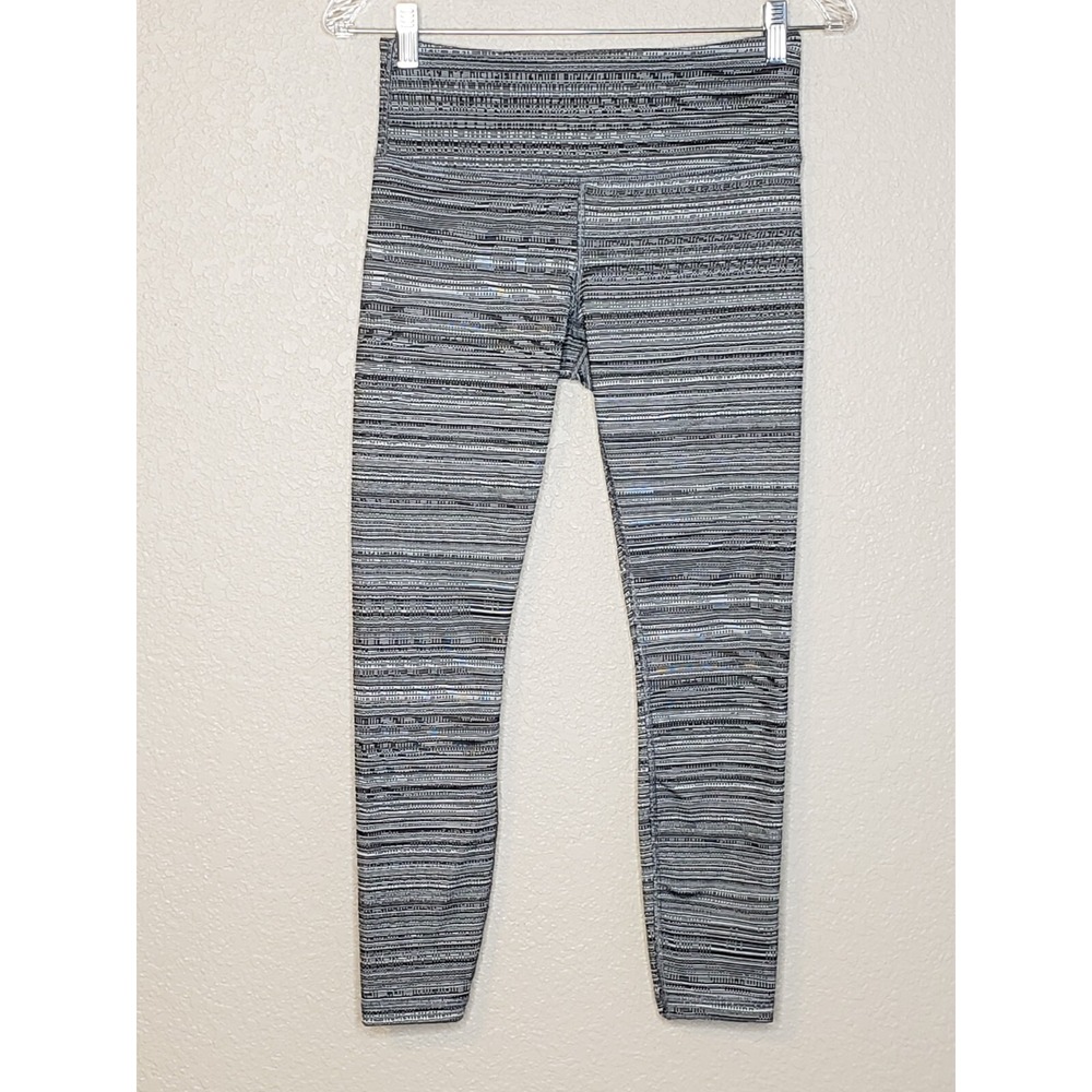 Athleta Womens Workout‎ Leggings Cropped Small Black White High Rise Waist